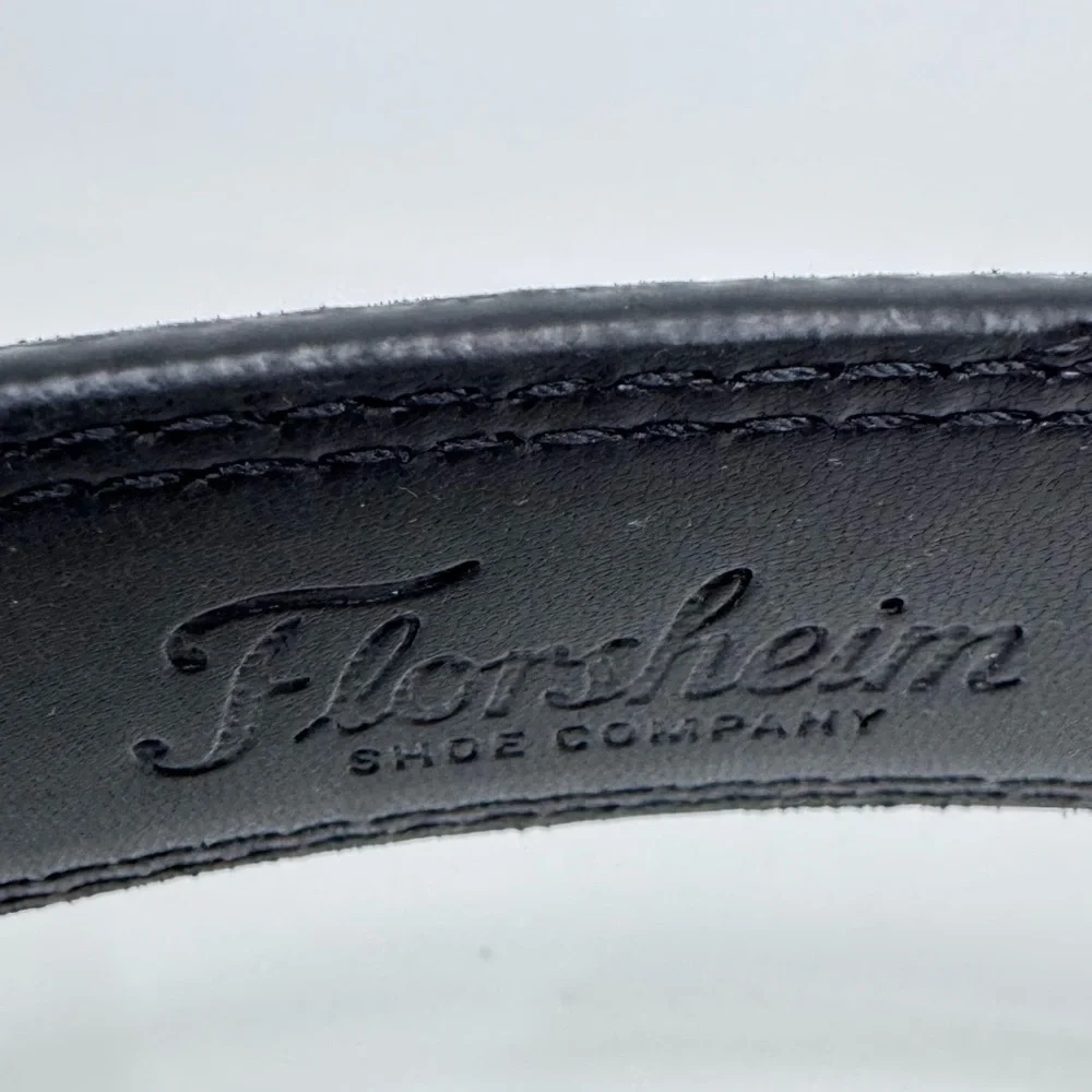 Florsheim Shoe Company Black Leather Belt With Silver Buckle Approximate Size 36